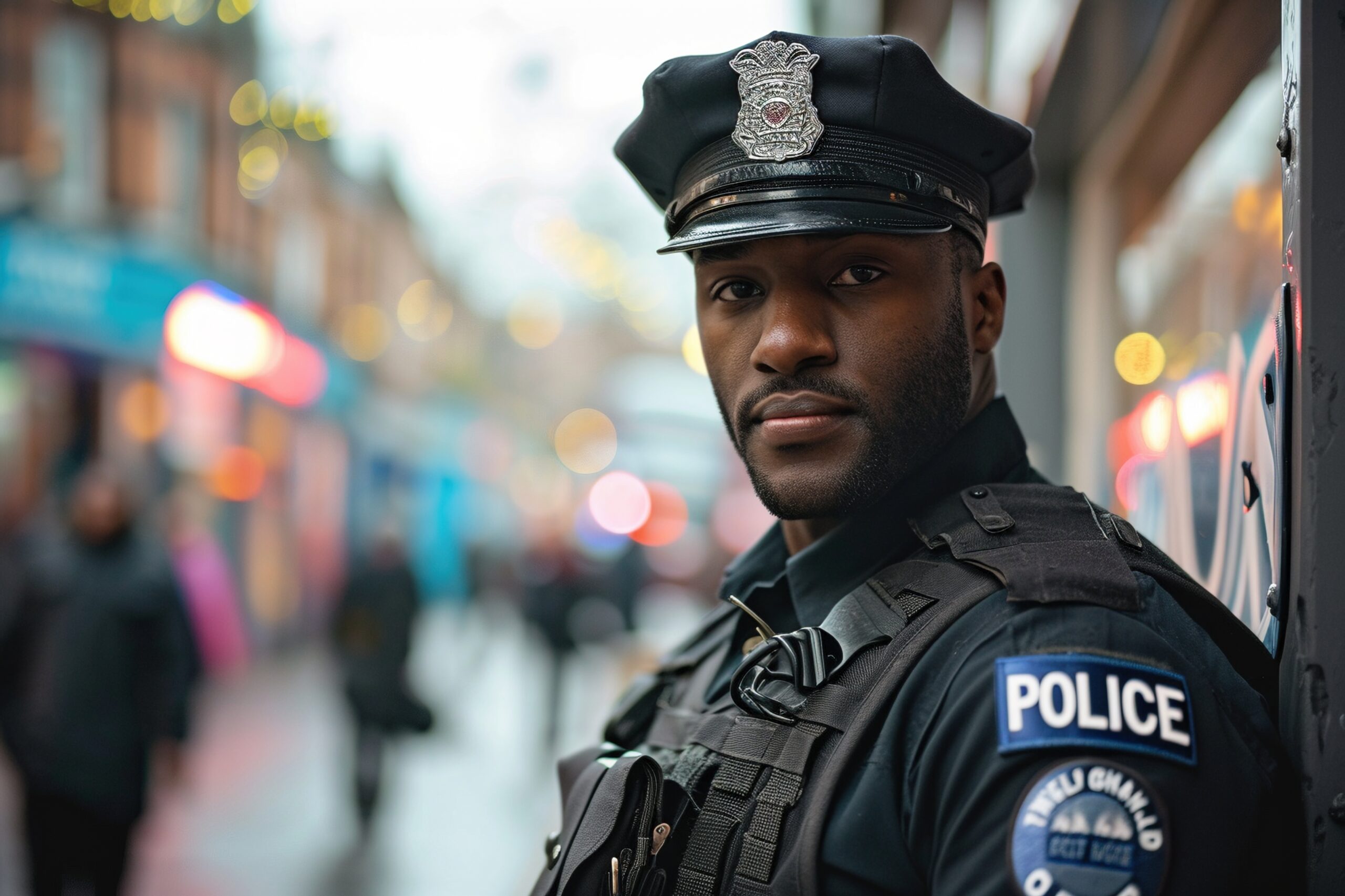 A police officer in the community.